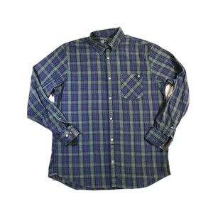 Banana Republic Mens XL Long Sleeve Plaid Button-Down Classic Preppy Blue/Green